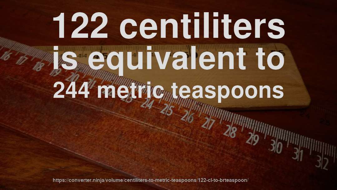 122 centiliters is equivalent to 244 metric teaspoons