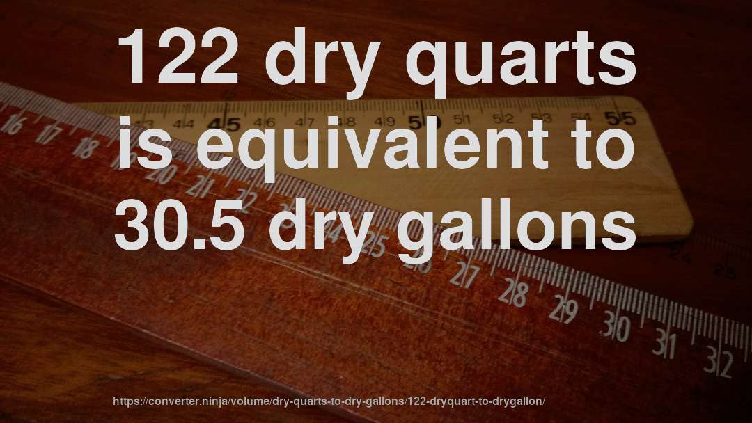122 dry quarts is equivalent to 30.5 dry gallons