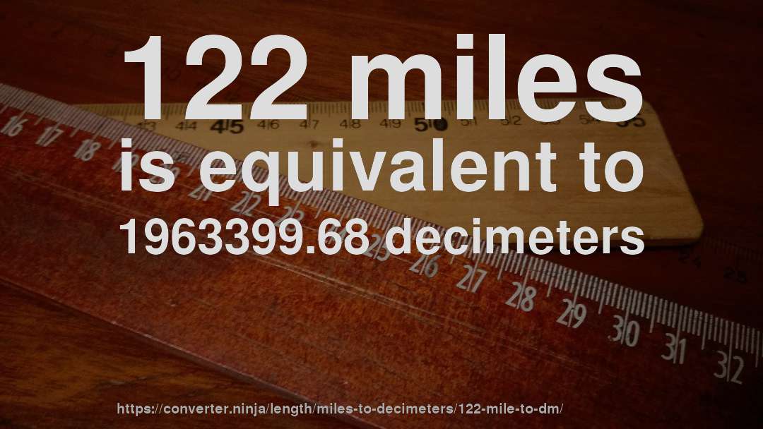 122 miles is equivalent to 1963399.68 decimeters