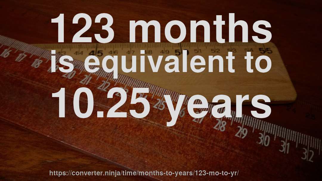 123 months is equivalent to 10.25 years