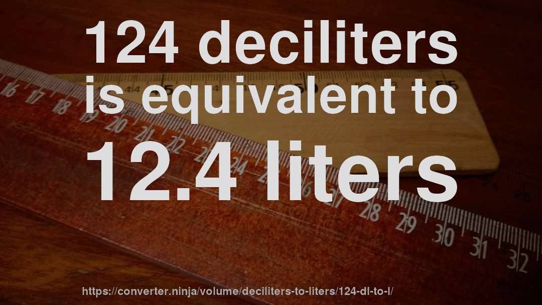124 deciliters is equivalent to 12.4 liters