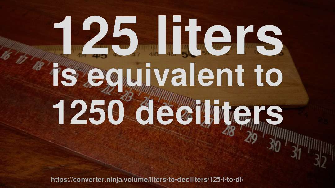 125 liters is equivalent to 1250 deciliters