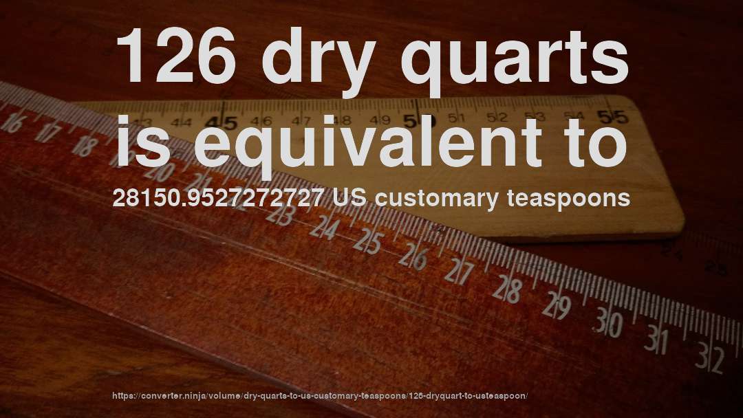 126 dry quarts is equivalent to 28150.9527272727 US customary teaspoons