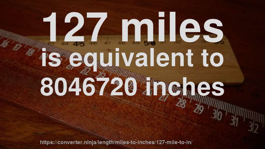127 miles is equivalent to 8046720 inches
