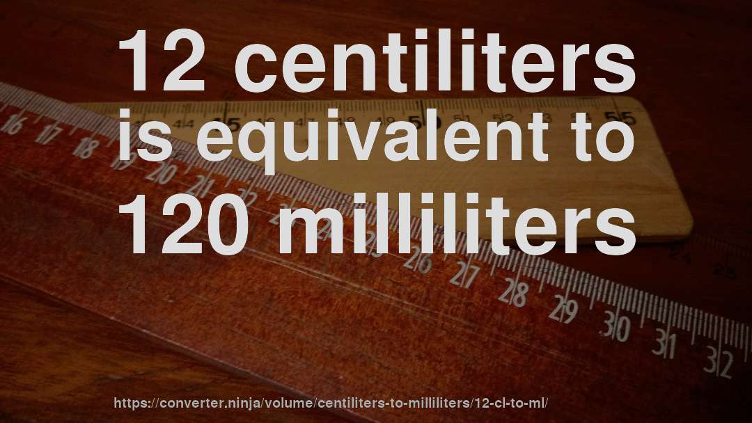 12 centiliters is equivalent to 120 milliliters