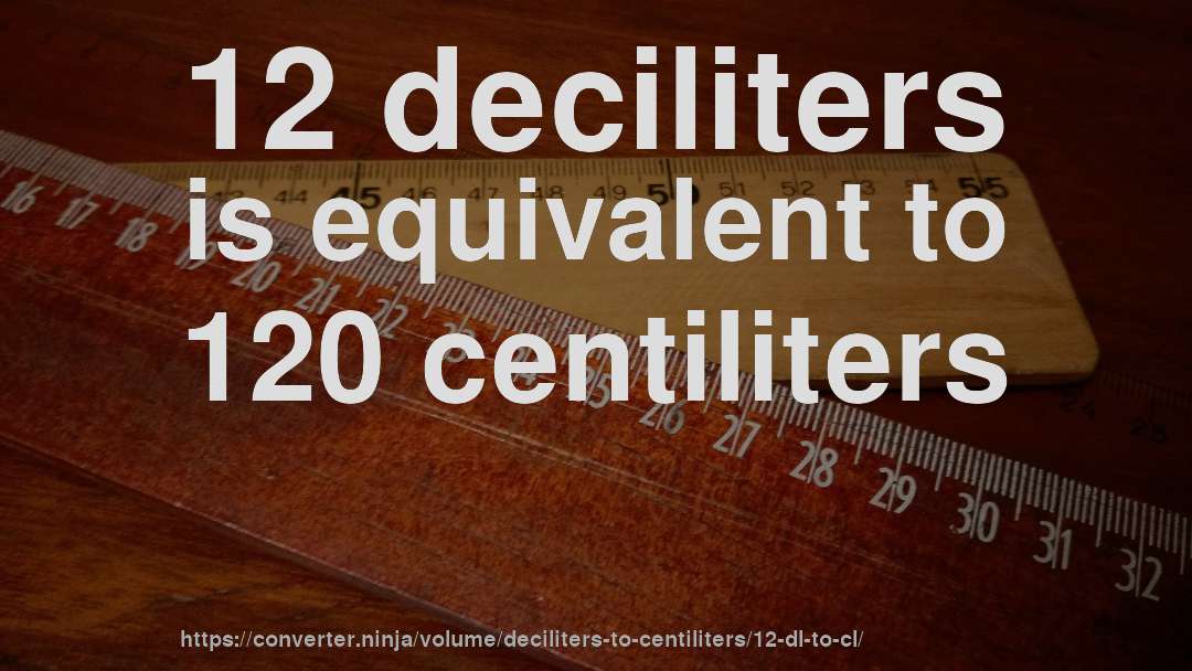 12 deciliters is equivalent to 120 centiliters