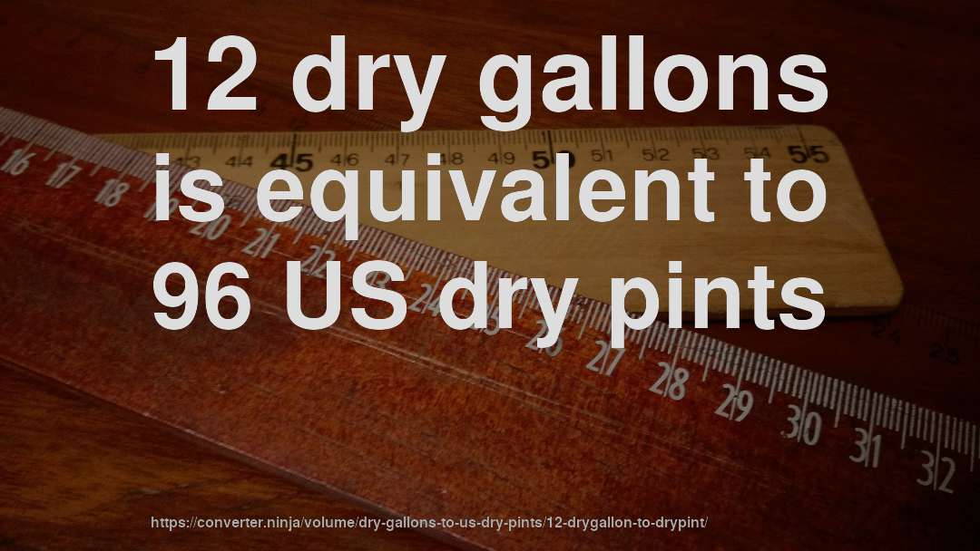 12 dry gallons is equivalent to 96 US dry pints