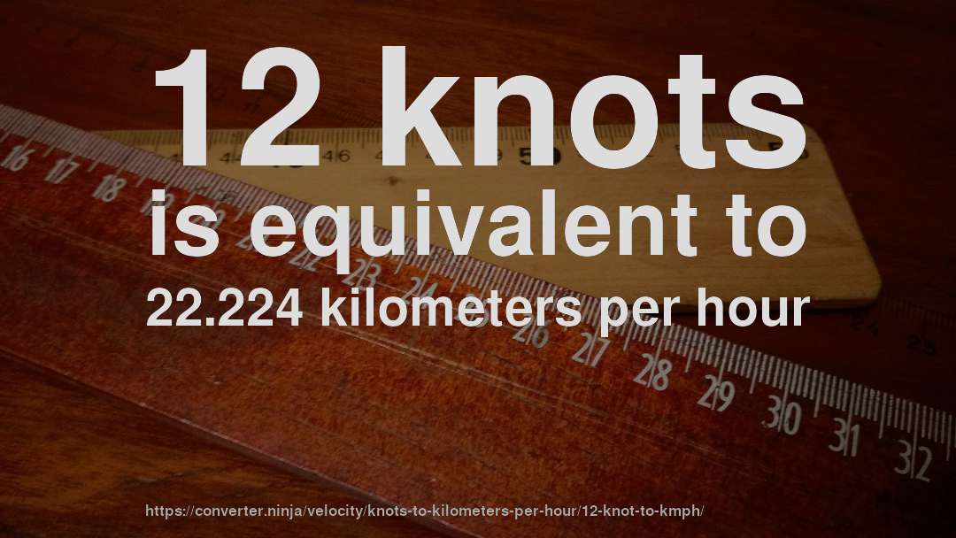 12 knots is equivalent to 22.224 kilometers per hour