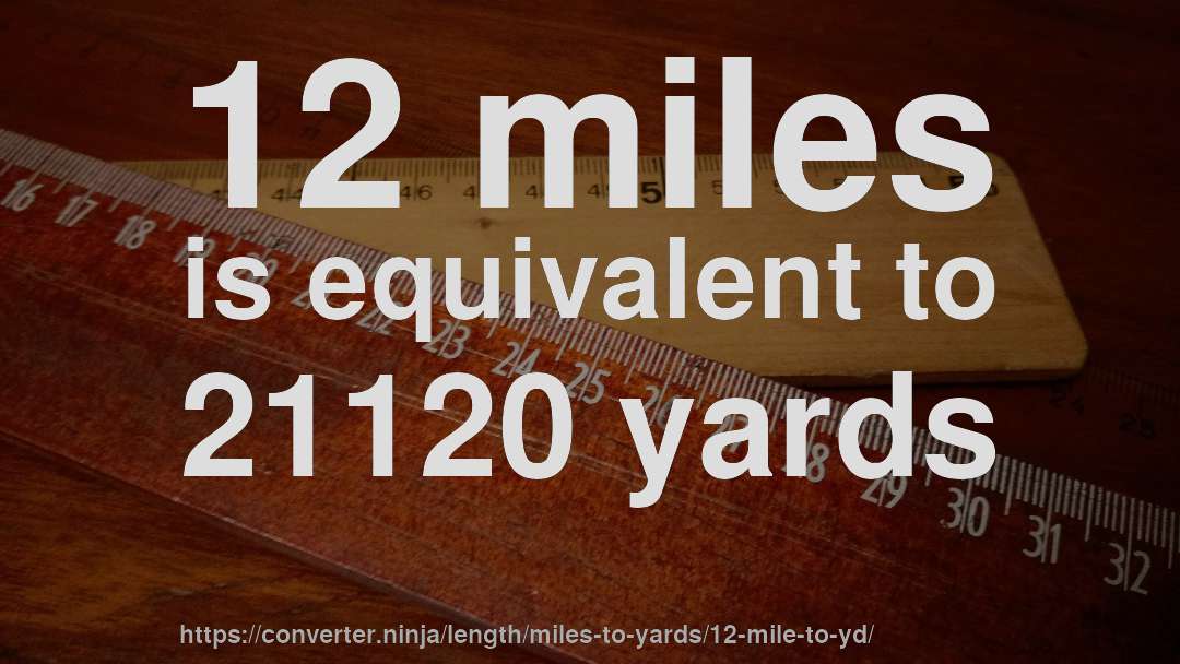 12 miles is equivalent to 21120 yards