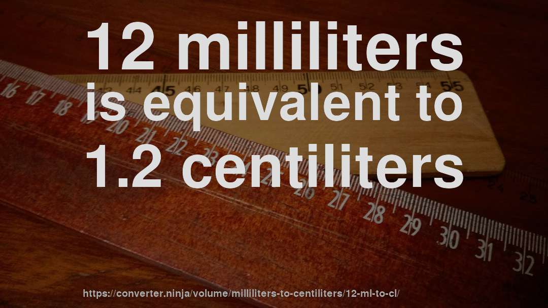 12 milliliters is equivalent to 1.2 centiliters