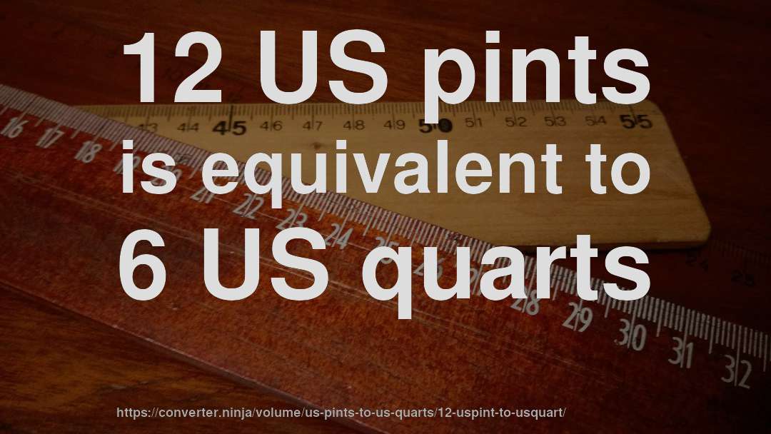 12 US pints is equivalent to 6 US quarts