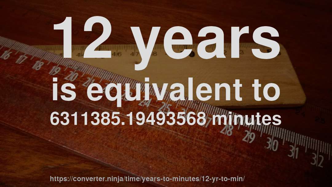 12 years is equivalent to 6311385.19493568 minutes