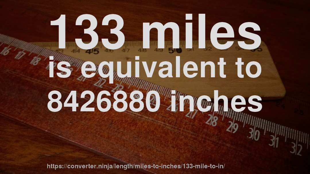 133 miles is equivalent to 8426880 inches