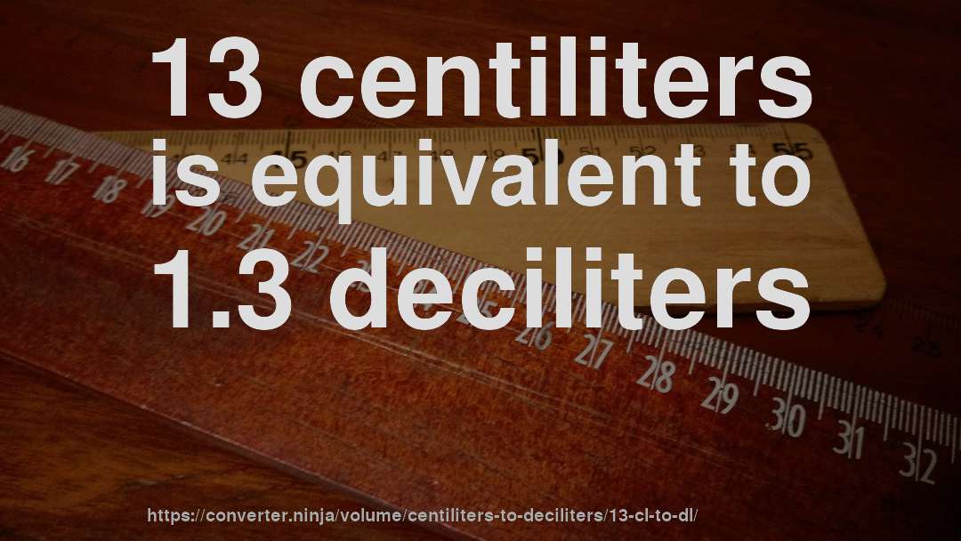 13 centiliters is equivalent to 1.3 deciliters