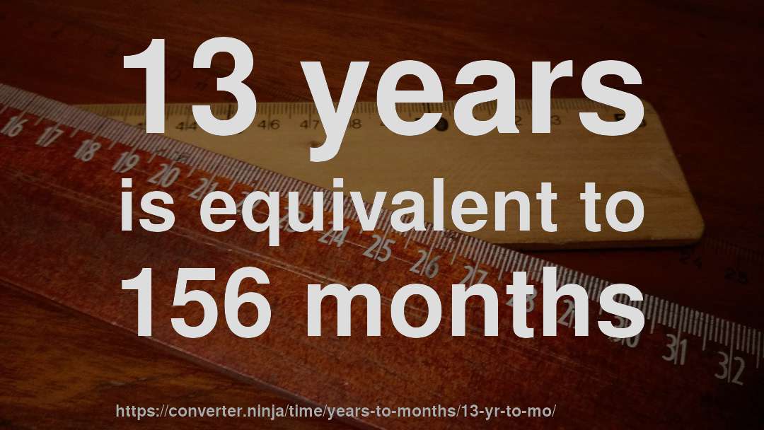 13 years is equivalent to 156 months