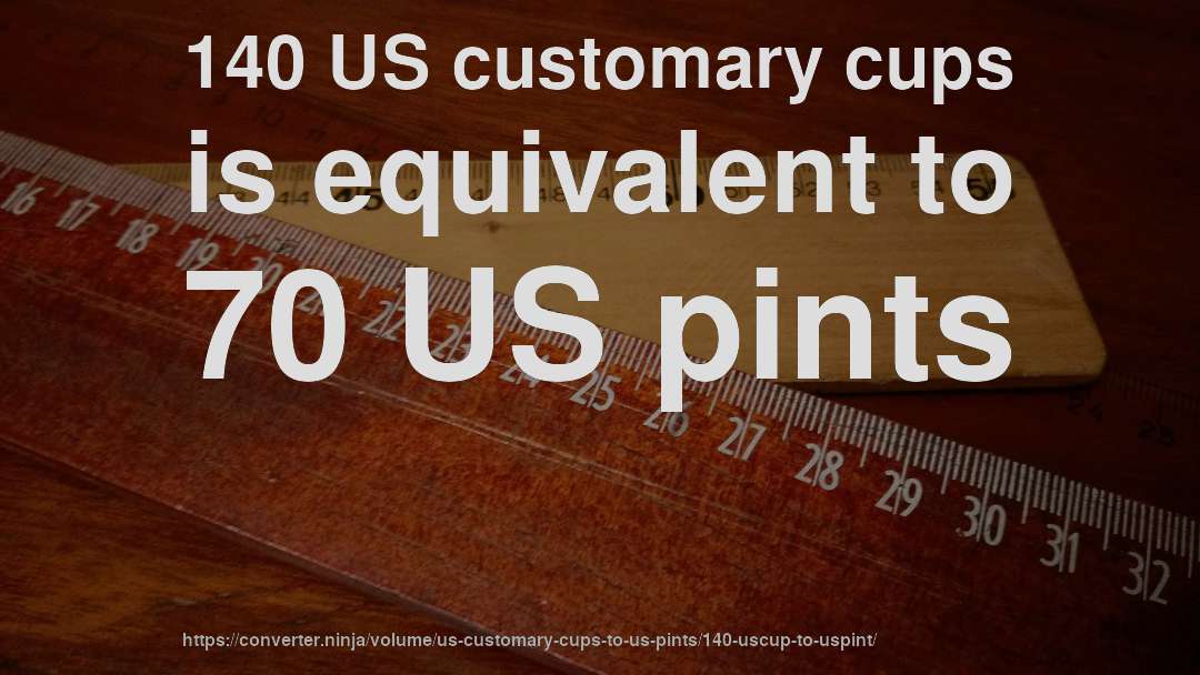 140 US customary cups is equivalent to 70 US pints