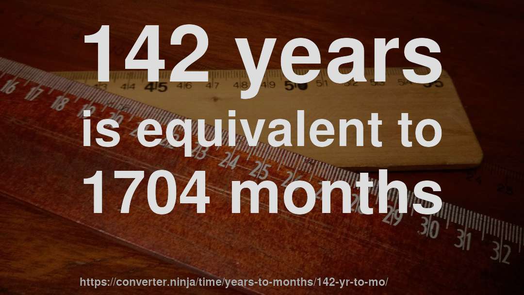 142 years is equivalent to 1704 months