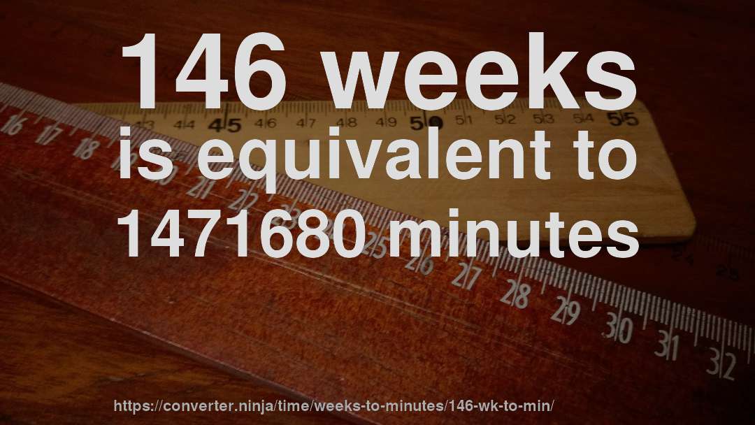 146 weeks is equivalent to 1471680 minutes