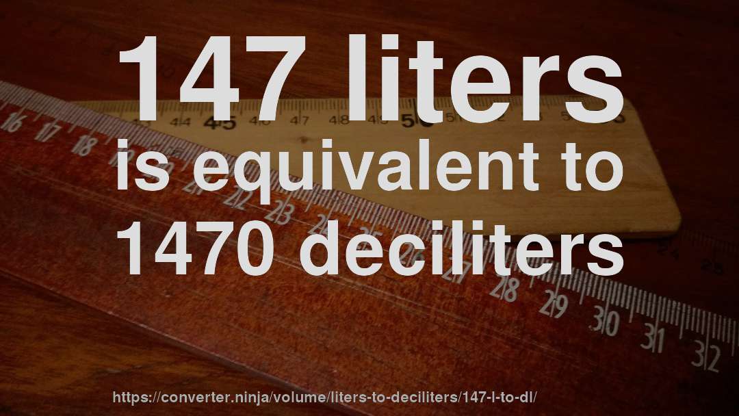 147 liters is equivalent to 1470 deciliters