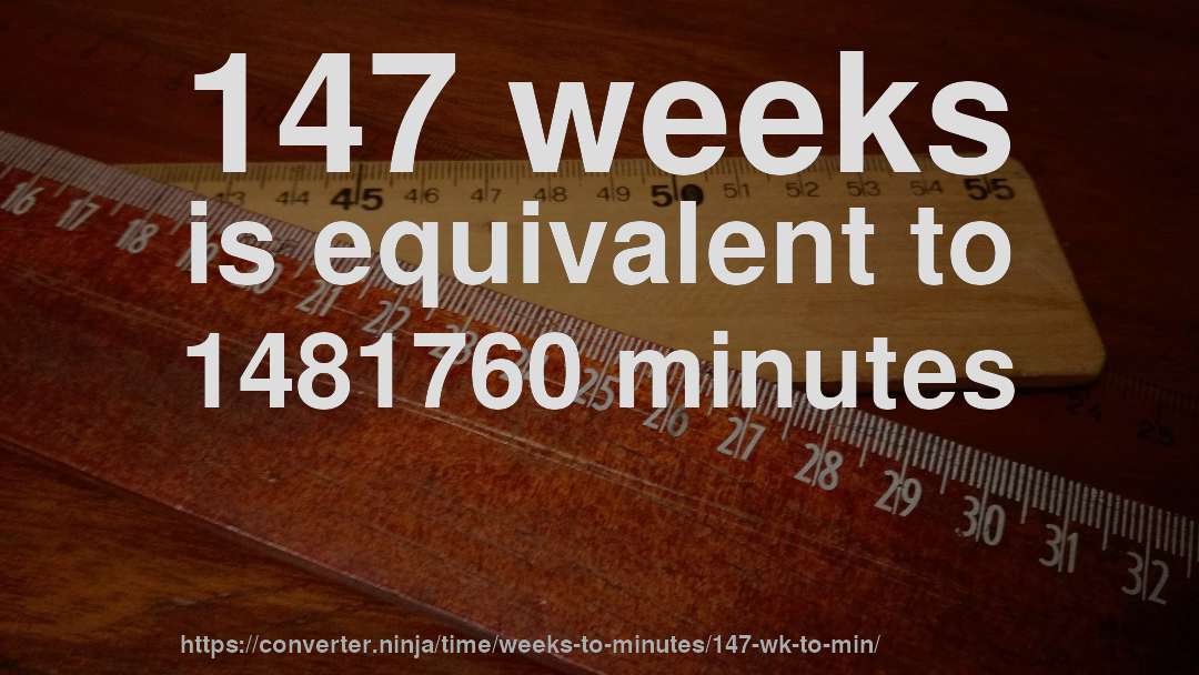 147 weeks is equivalent to 1481760 minutes