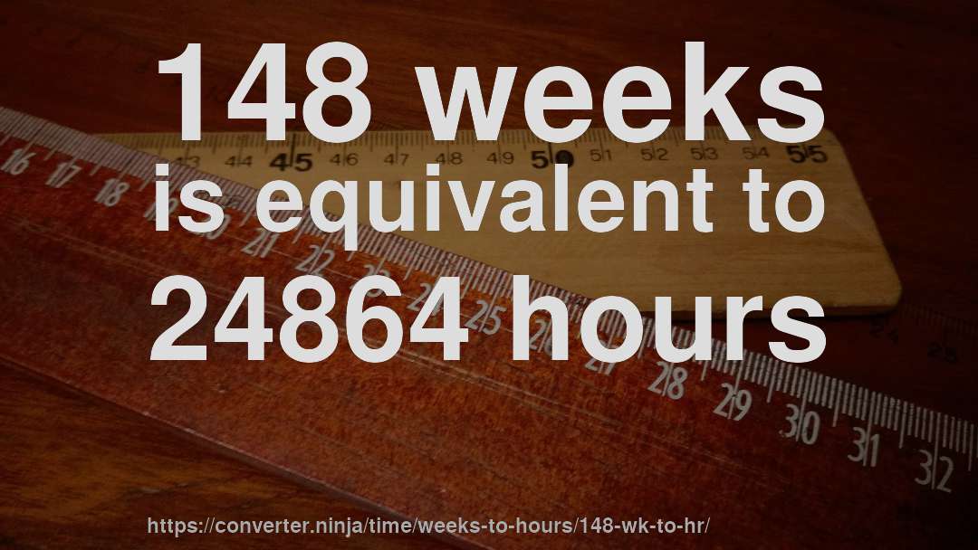 148 weeks is equivalent to 24864 hours