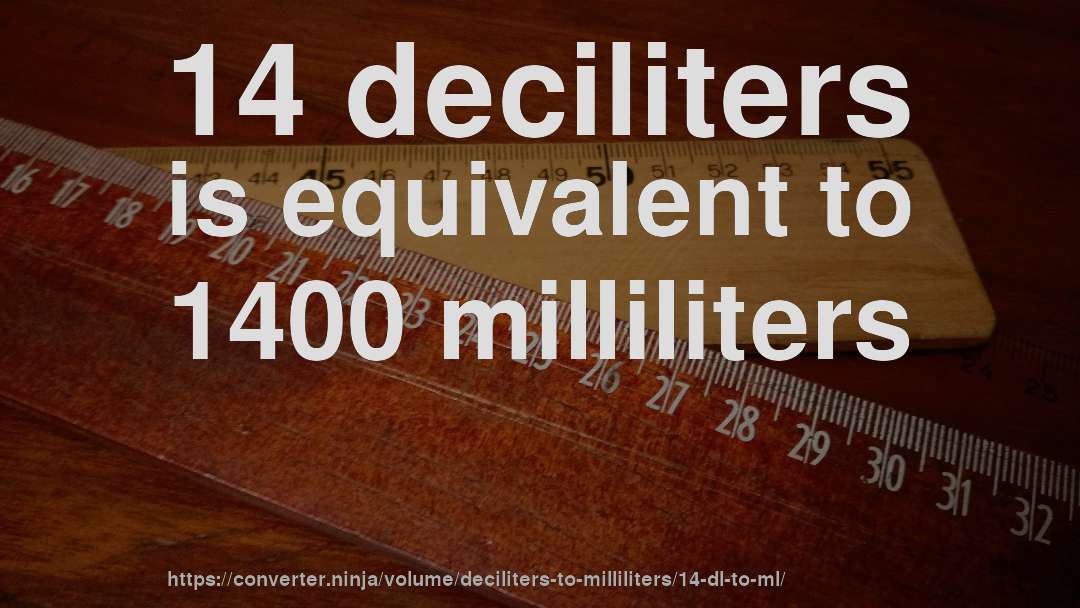14 deciliters is equivalent to 1400 milliliters