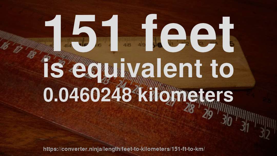 151 feet is equivalent to 0.0460248 kilometers