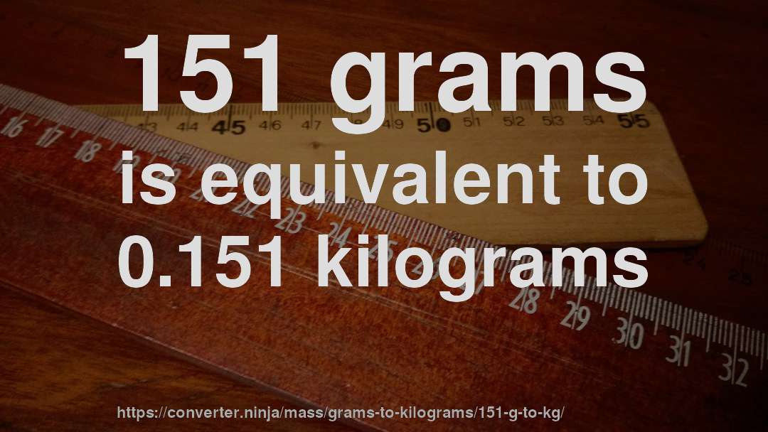 151 grams is equivalent to 0.151 kilograms