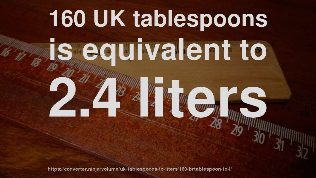 160 UK tablespoons is equivalent to 2.4 liters