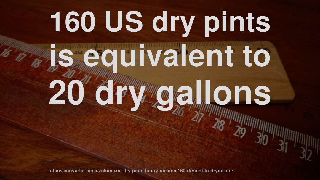 160 US dry pints is equivalent to 20 dry gallons