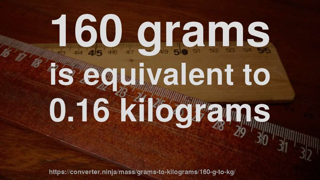 160 grams is equivalent to 0.16 kilograms