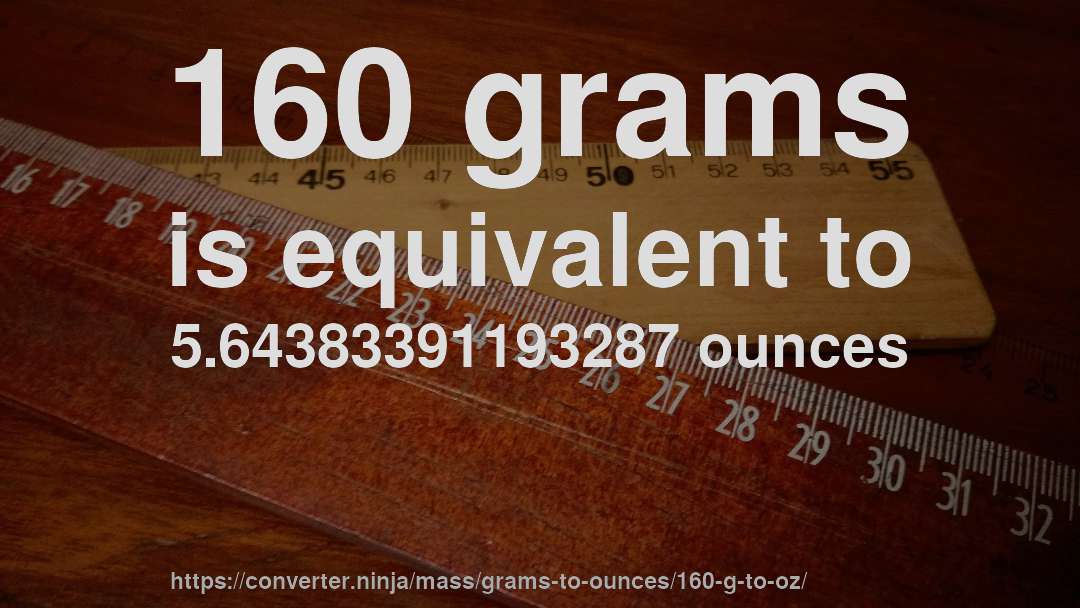160 grams is equivalent to 5.64383391193287 ounces