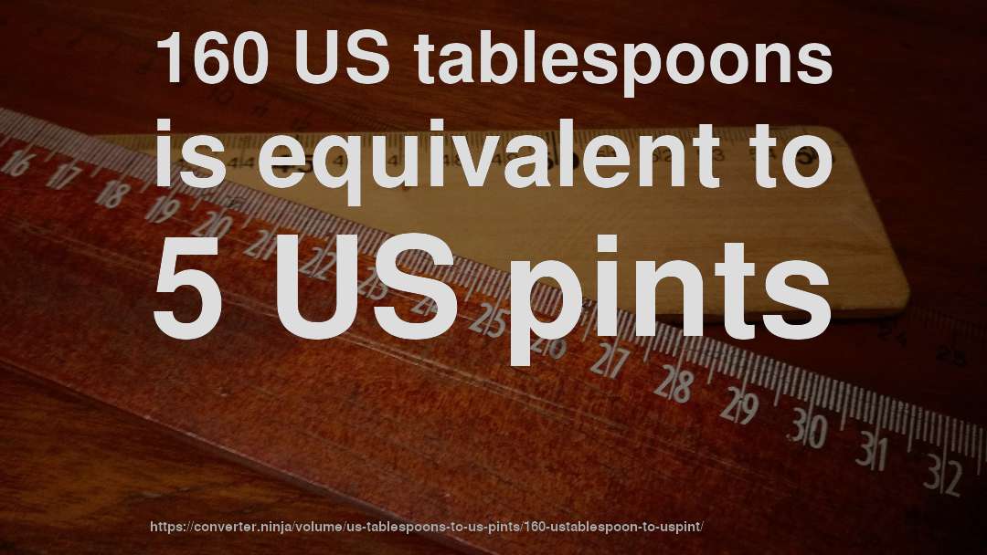 160 US tablespoons is equivalent to 5 US pints