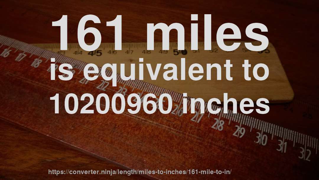 161 miles is equivalent to 10200960 inches
