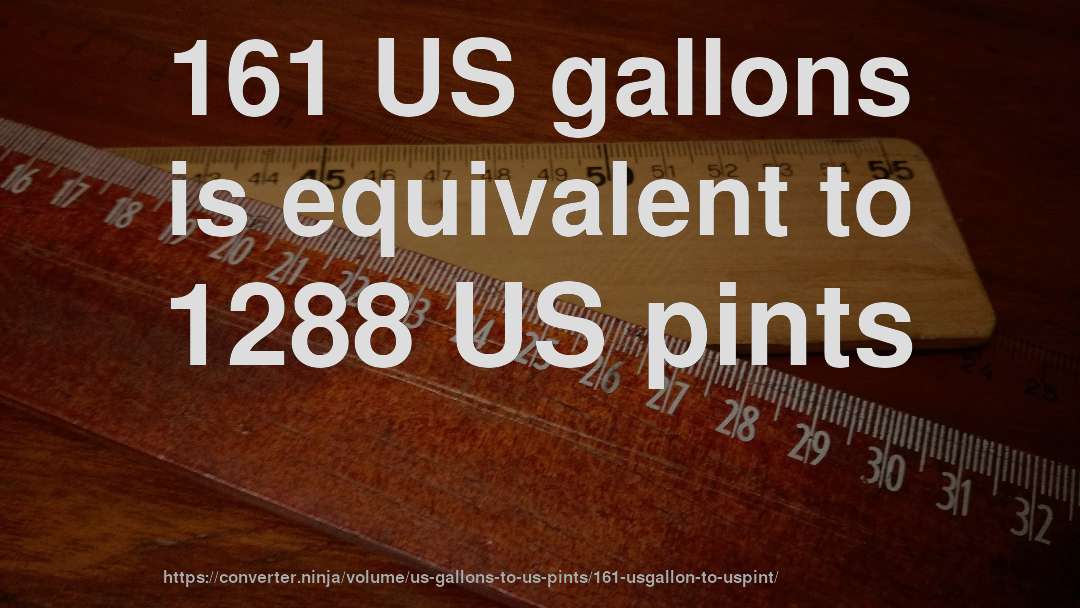 161 US gallons is equivalent to 1288 US pints