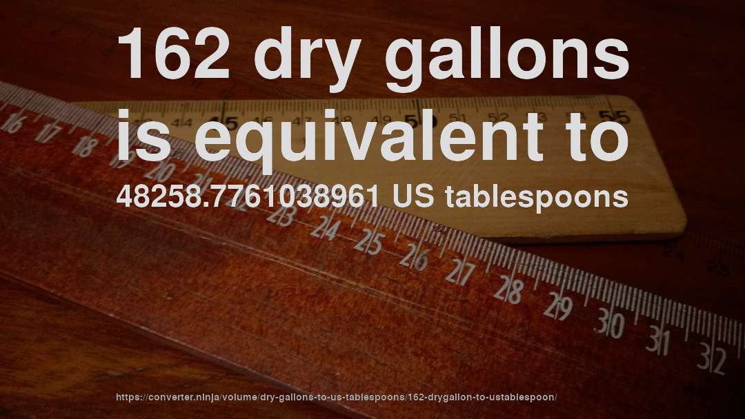 162 dry gallons is equivalent to 48258.7761038961 US tablespoons