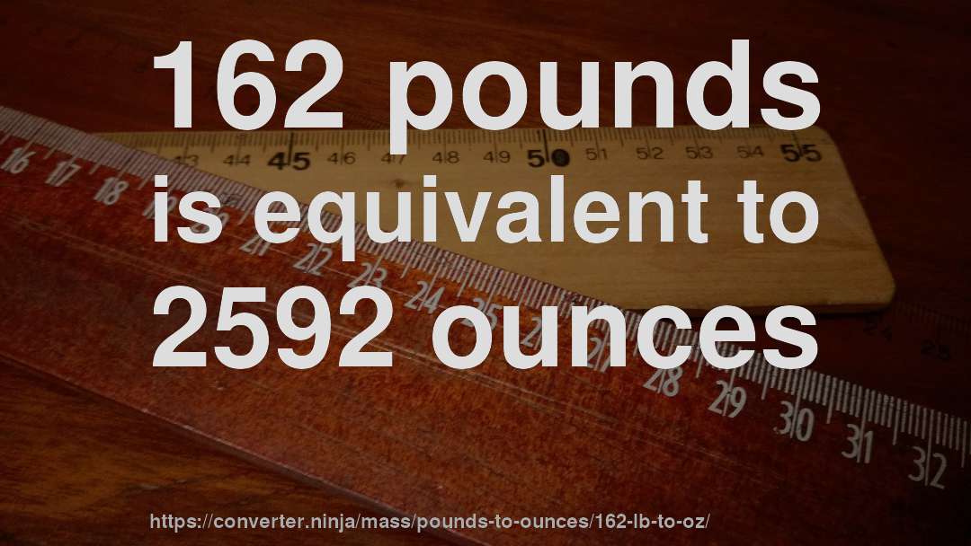 162 pounds is equivalent to 2592 ounces
