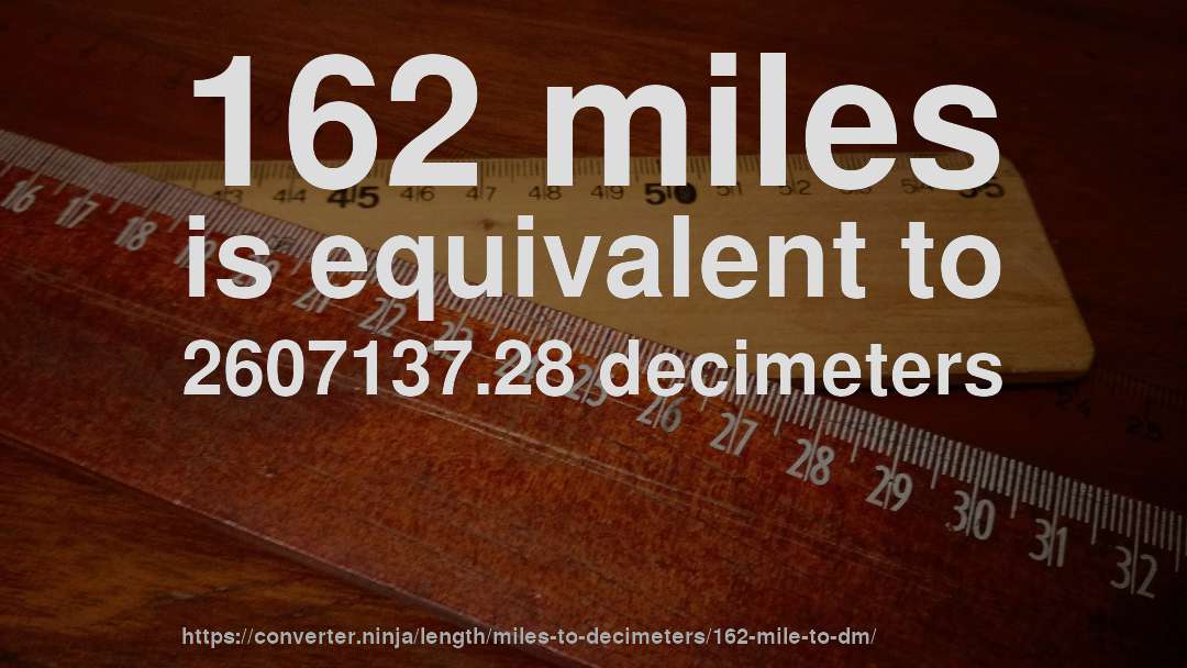 162 miles is equivalent to 2607137.28 decimeters
