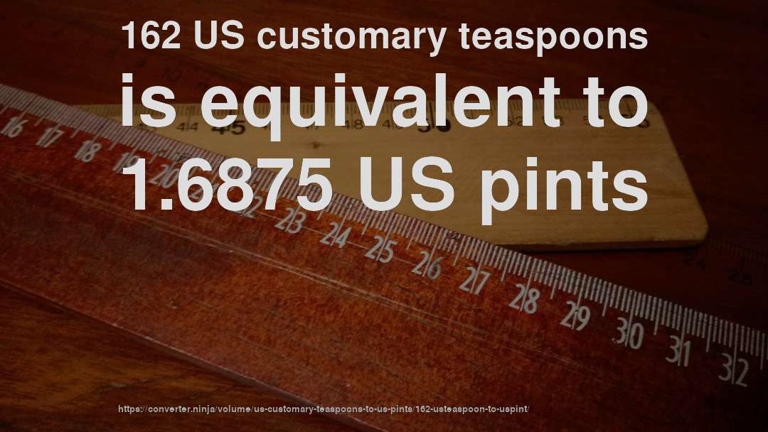 162 US customary teaspoons is equivalent to 1.6875 US pints