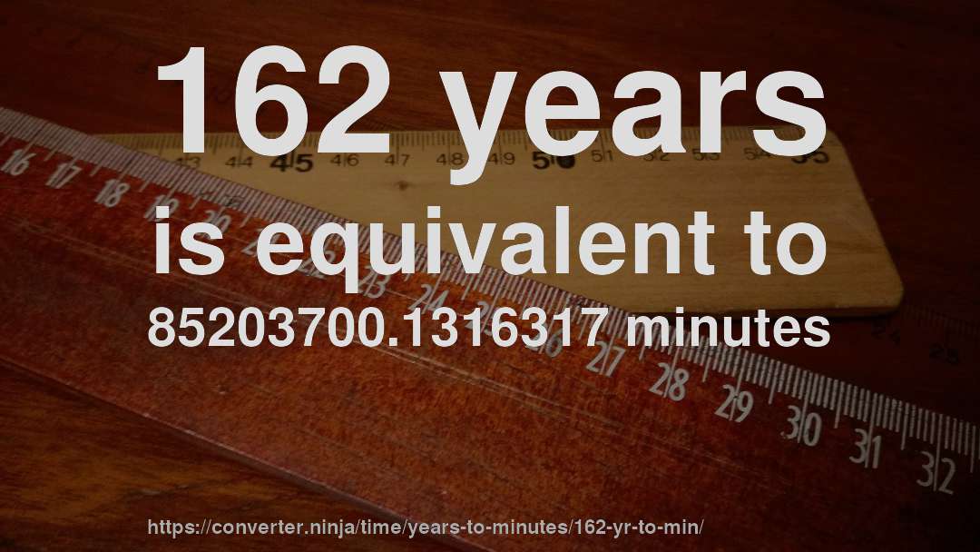 162 years is equivalent to 85203700.1316317 minutes