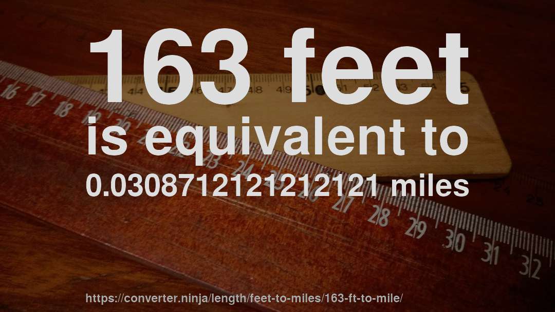 163 feet is equivalent to 0.0308712121212121 miles