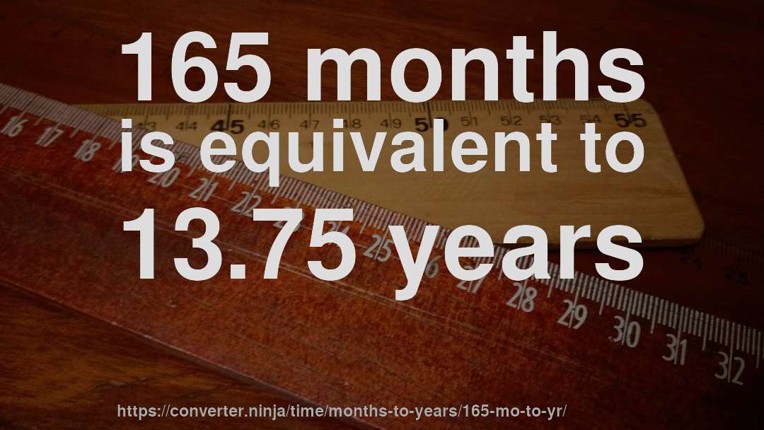 165 months is equivalent to 13.75 years