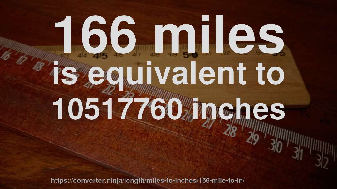166 miles is equivalent to 10517760 inches