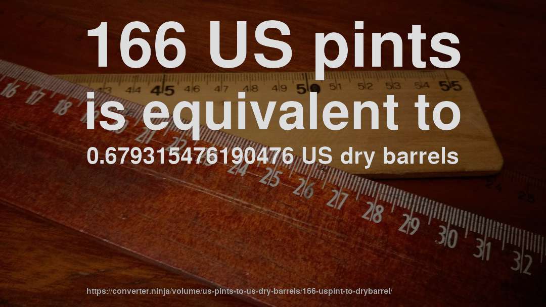 166 US pints is equivalent to 0.679315476190476 US dry barrels