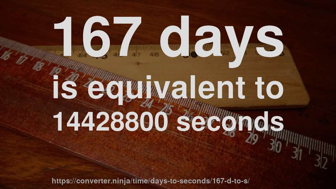 167 days is equivalent to 14428800 seconds