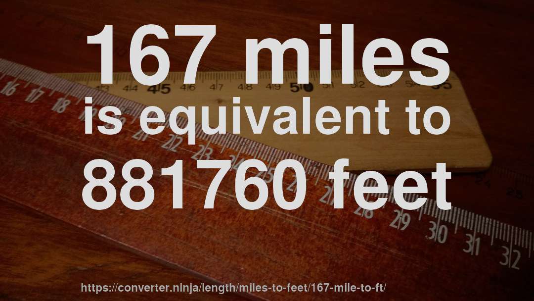 167 miles is equivalent to 881760 feet