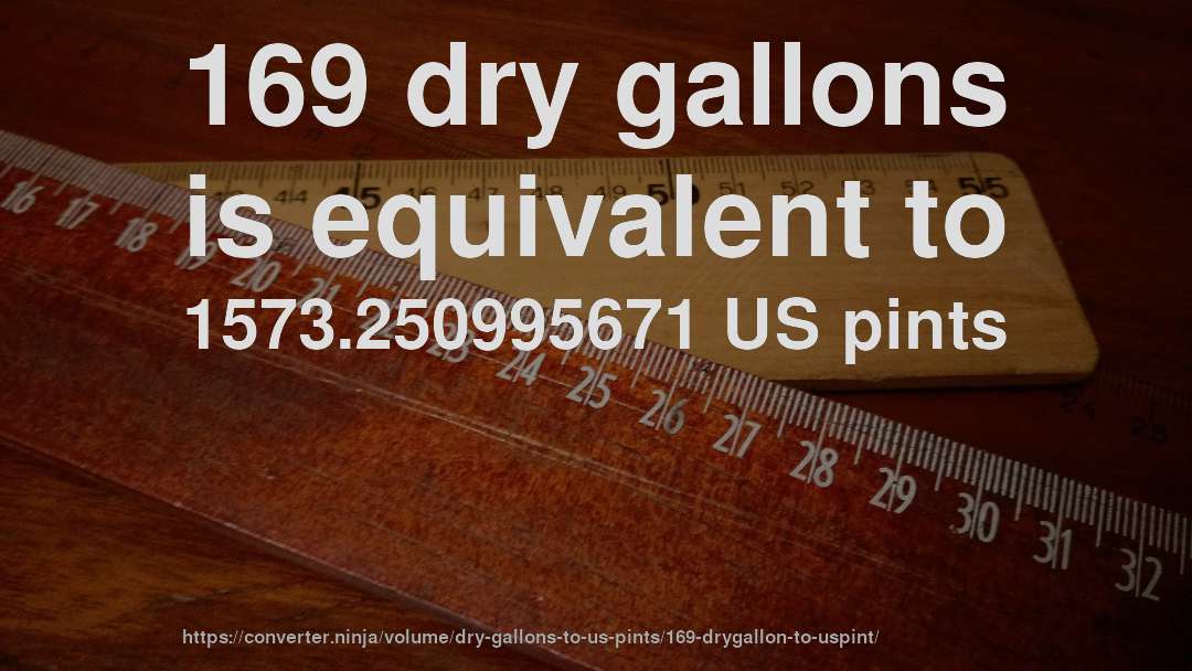 169 dry gallons is equivalent to 1573.250995671 US pints
