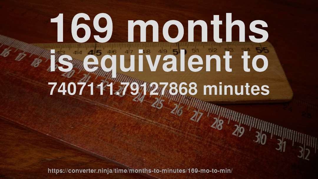 169 months is equivalent to 7407111.79127868 minutes