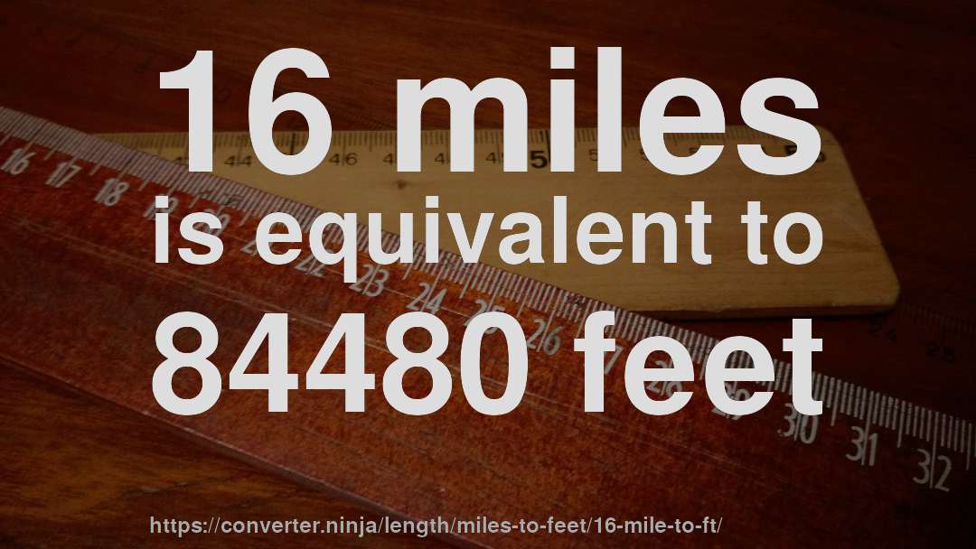 16 miles is equivalent to 84480 feet