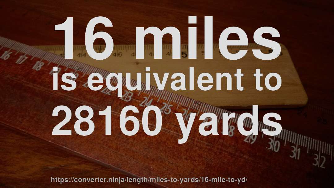 16 miles is equivalent to 28160 yards